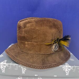 1960’s United Hatters Union Made Brown Corduroy Fedora 7 1/8